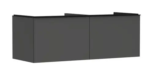 Waschtischunterschrank in diamantgrau matt mit zwei Schubkästen. Klare Linien und modernes Design von Hansgrohe. Geeignet für Konsolen-Aufsatzwaschtische.